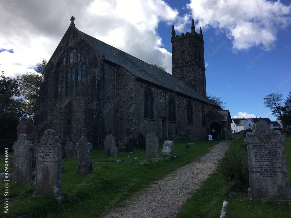 Fototapeta premium A view of a Church on Dartmoor near Two Bridges