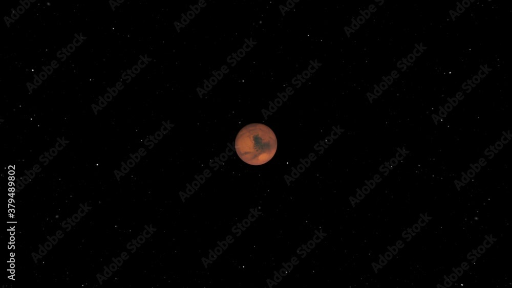View of Mars flyby with its surface features View of Mars flyby with its surface features