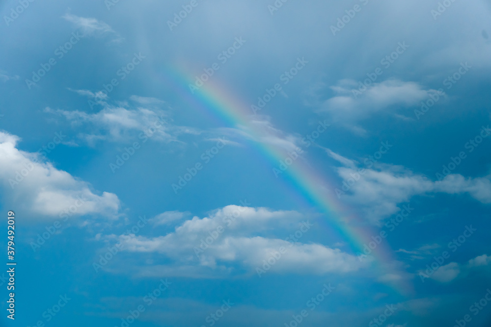 Rainbow in the sky in rainy season in Chiangmai , Thailand