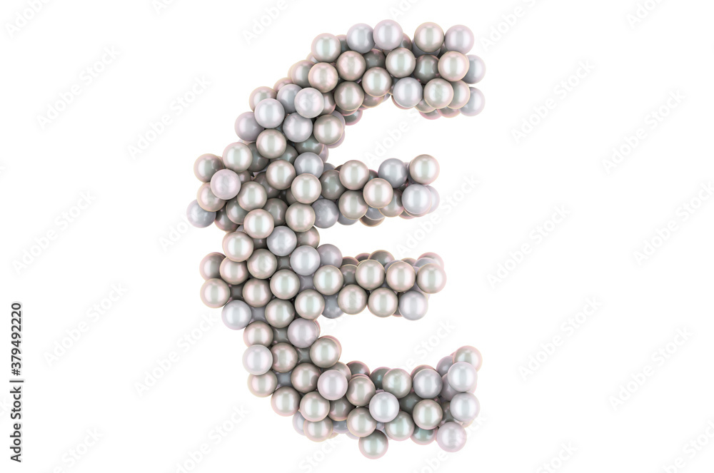 Euro symbol from white pearls, 3D rendering Euro symbol from white pearls, 3D rendering