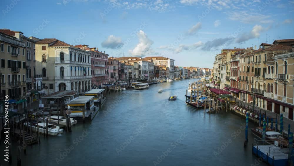 Boat traffic on historical urban canal, Venice, Venice, Italy