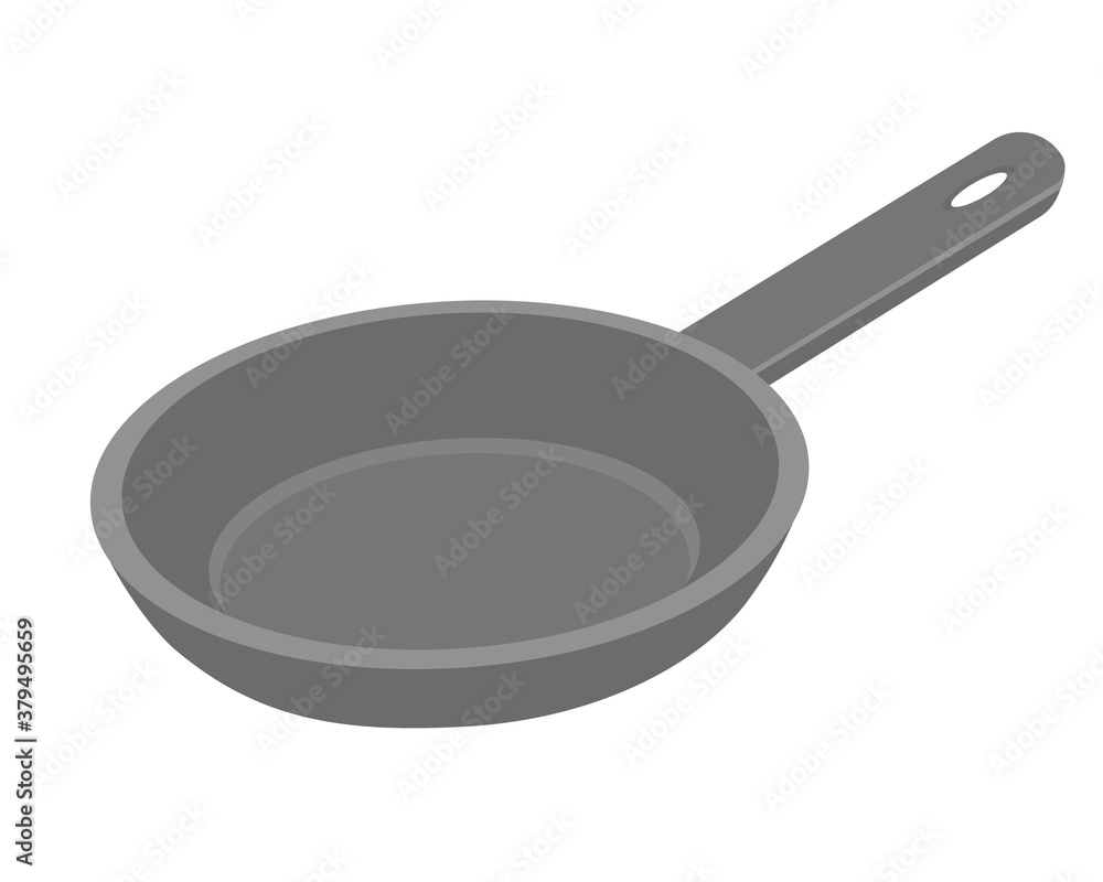 Empty frying pan isolated on white background. Vector illustration in flat style Empty frying pan isolated on white background. Vector illustration in flat style