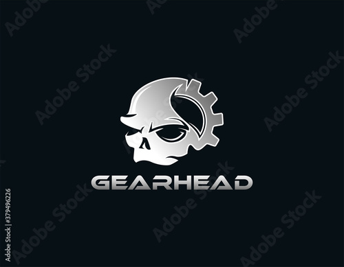 skull gear logo illustration. photo