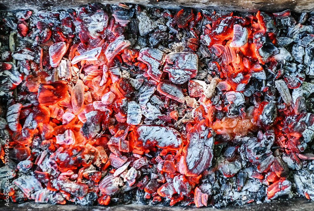 embers, glowing coals in the grill