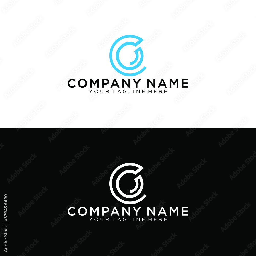 Logo C monogram modern letter, CC mockup elegant business card emblem, overlapping lines symbol