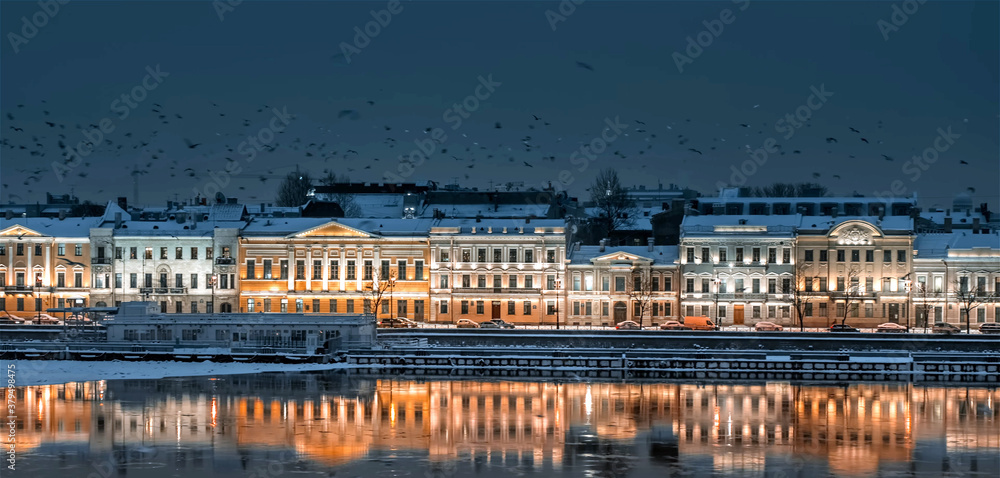 Night embankment St. Petersburg