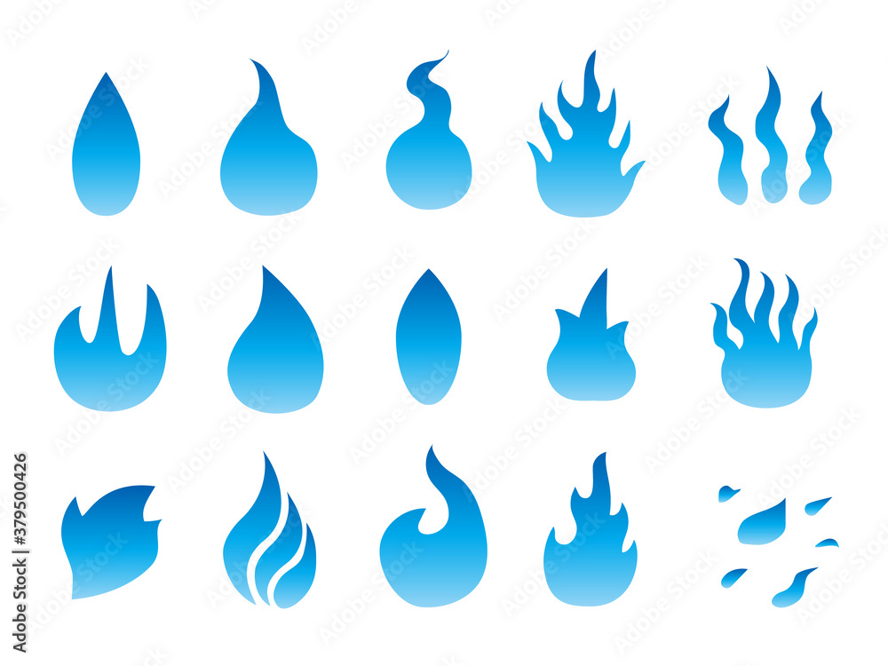 青い炎のアイコンマーク素材集