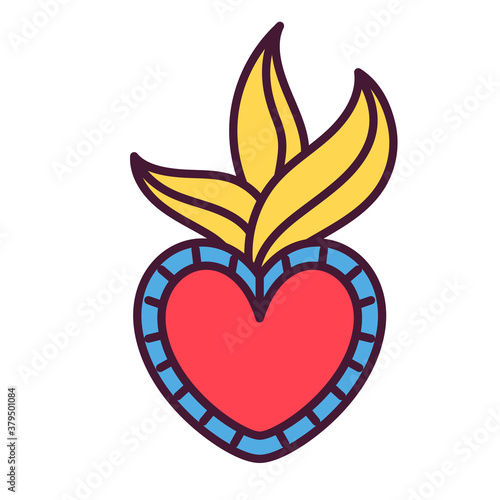 Isolated heart icon with leaves - Vector illustraiton