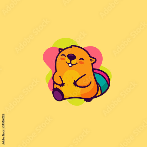 Funny happy beaver with variant color