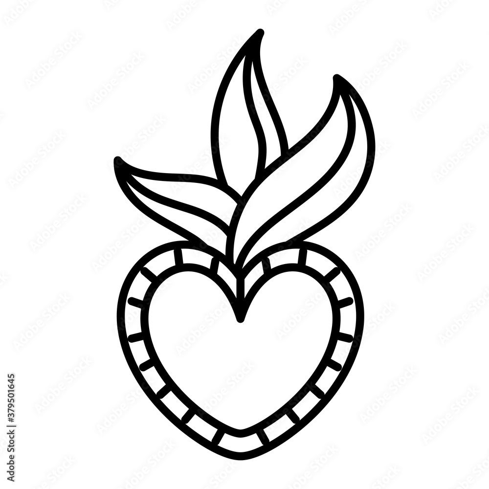 Isolated heart icon with leaves - Vector illustraiton Isolated heart icon with leaves - Vector illustraiton
