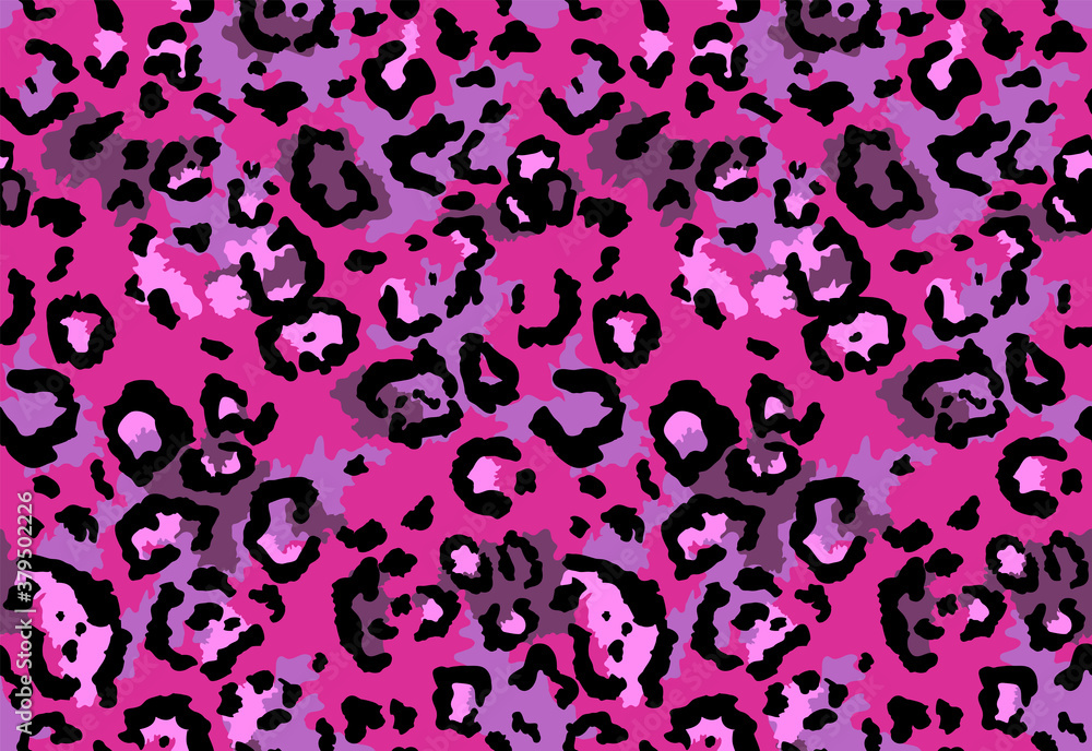 Fototapeta premium Seamless jaguar fur pattern. Fashionable wild color leopard print background. Modern panther animal fabric textile print design. Stylish vector color illustration