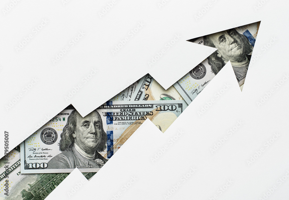 growth of dollar rate growing up - obrazy, fototapety, plakaty 