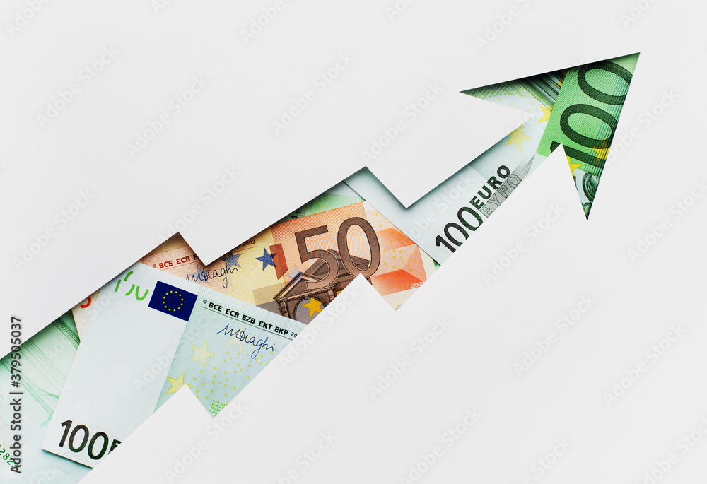 growth of euro rate growing up - obrazy, fototapety, plakaty 