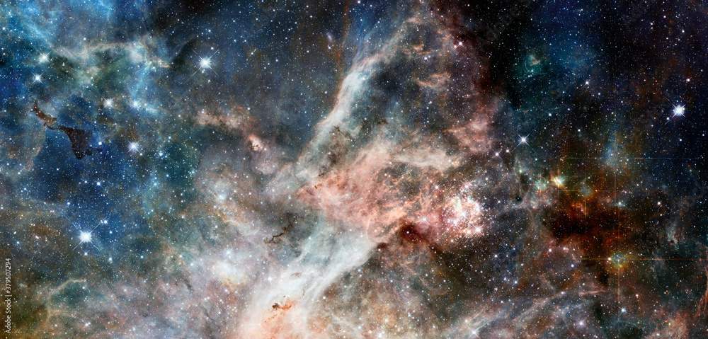 Obraz premium Spiral nebula and light ray in deep space. Elements of this image furnished by NASA