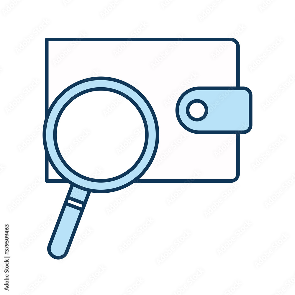 lupe with wallet line and fill style icon vector design lupe with wallet line and fill style icon vector design