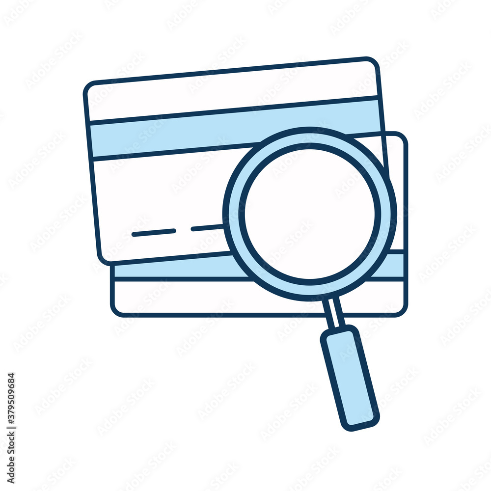 lupe with credit cards line and fill style icon vector design lupe with credit cards line and fill style icon vector design
