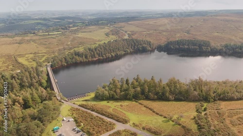 Venford Reservoir, lake surrounded by trees, Dartmoor National Park photo