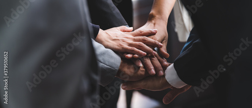 Fotografie, Obraz Large business team showing unity with their hands together, business success concept