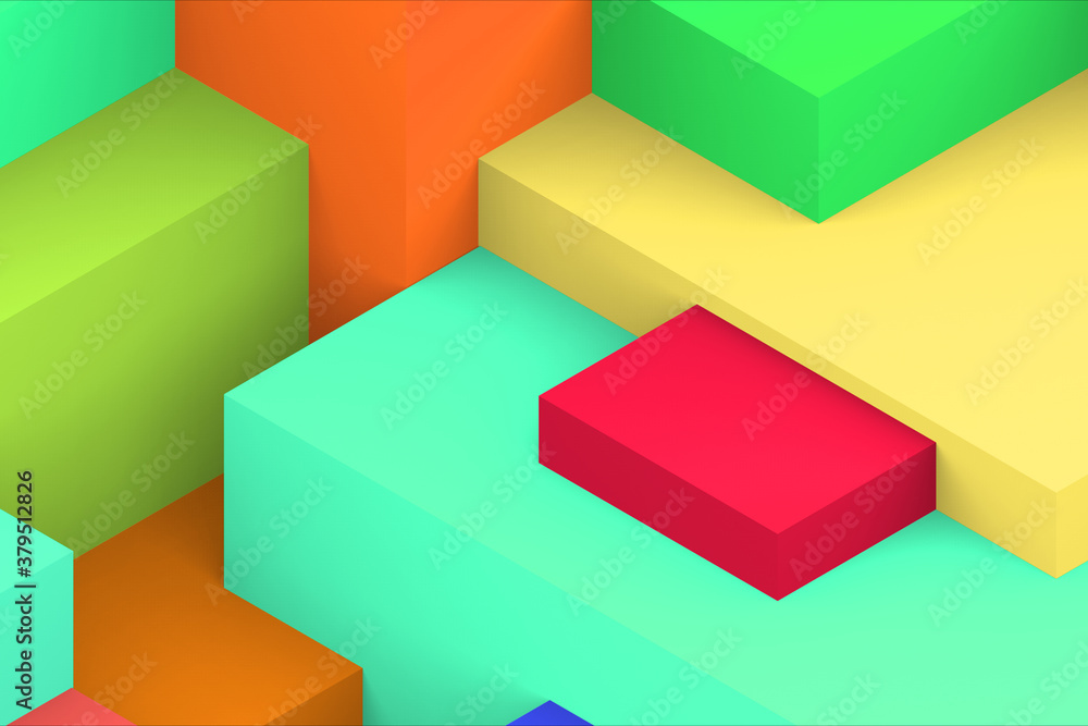 Abstract geometric cubic colorful background. isometric 3d render. Abstract geometric cubic colorful background. isometric 3d render.