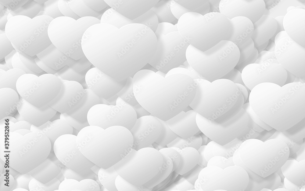 Paper art of White heart on a white background. valentine's day...