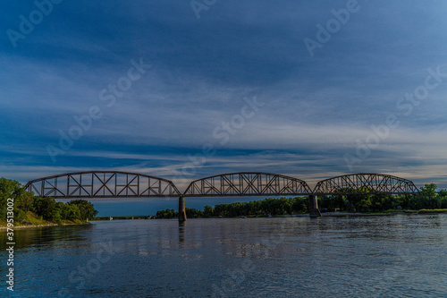 Tableau sur toile BNSF rail bridge across Missouri River near Bismarck North Dakota