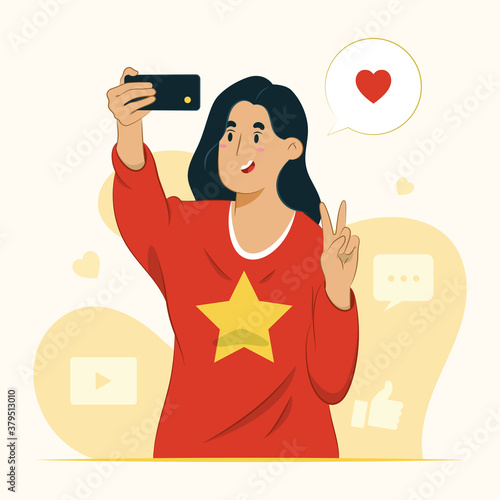 Selfie concept take a picture illustration