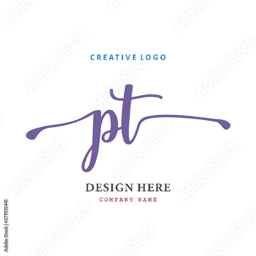 pharmacy logo PT letter is simple, easy to understand and authoritative