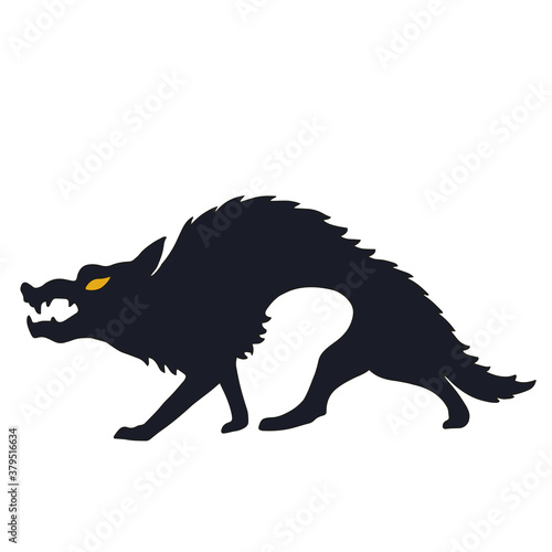 Vector set of halloweens silhouette wolf  werewolf. Spooky illustration. Vector illustration