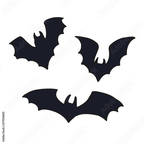 Vector set of halloweens silhouette bats. Spooky illustration. Vector illustration