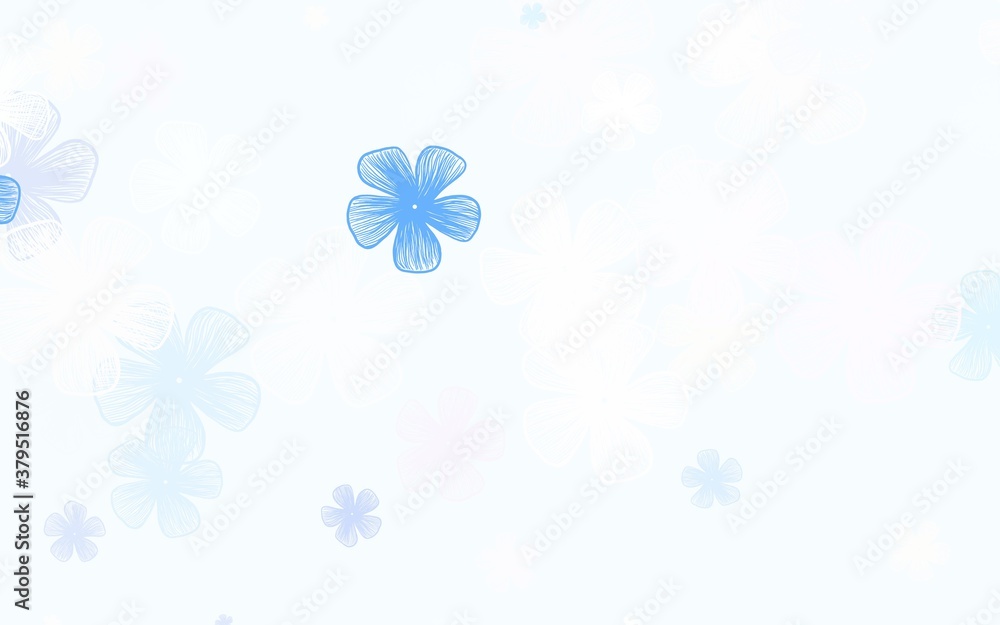 Light Blue, Red vector doodle pattern with flowers. Light Blue, Red vector doodle pattern with flowers.