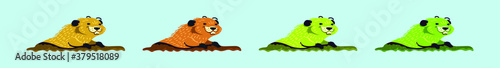 set of marmot, groundhog animals design template with various models. vector illustration isolated on blue background