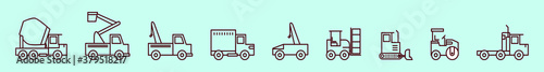 set of industrial transportation cartoon icon design template with various models. vector illustration isolated on blue background