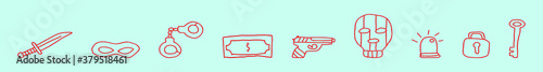 set of criminal cartoon icon design template in various models. vector illustration isolated on blue background