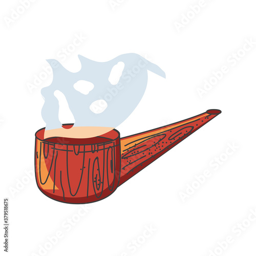 old tobacco pipe on white background