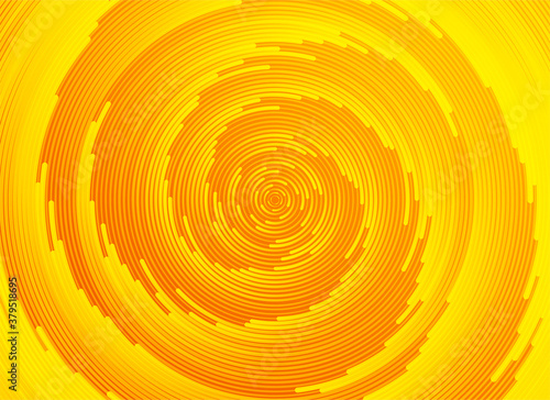 Abstract yellow background. Vortex trail, tunnel or whirlpool. Rotating rays. Vector sunny pattern