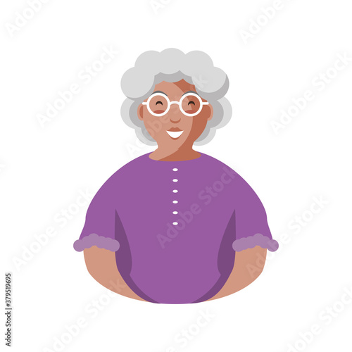 latin senior old woman cartoon with glasses vector design