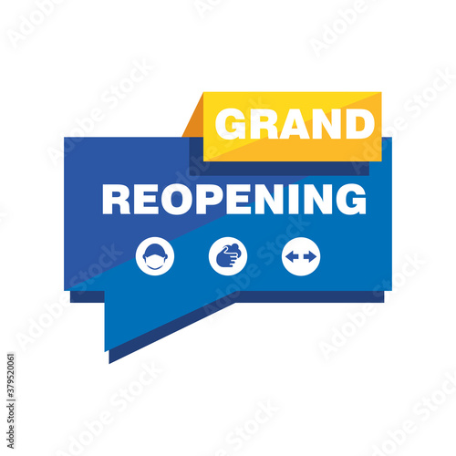 grand reopening in bubble detailed style icon vector design