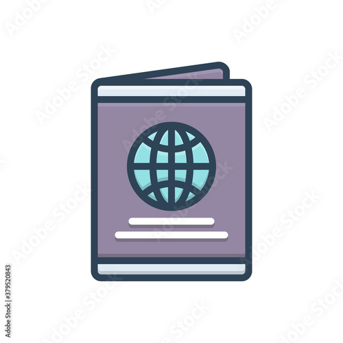 Color illustration icon for passport