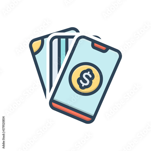 Color illustration icon for payment