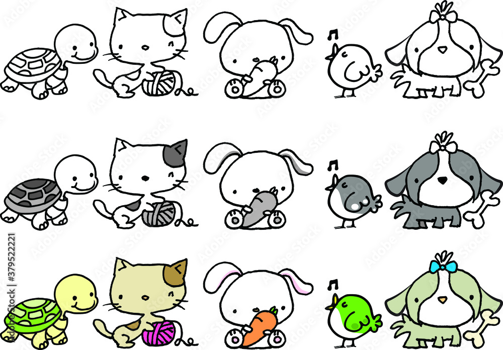 vector cartoon pets background