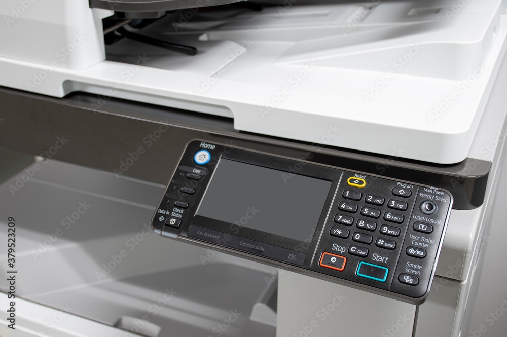 Close up control panel copy machine Close up control panel copy machine