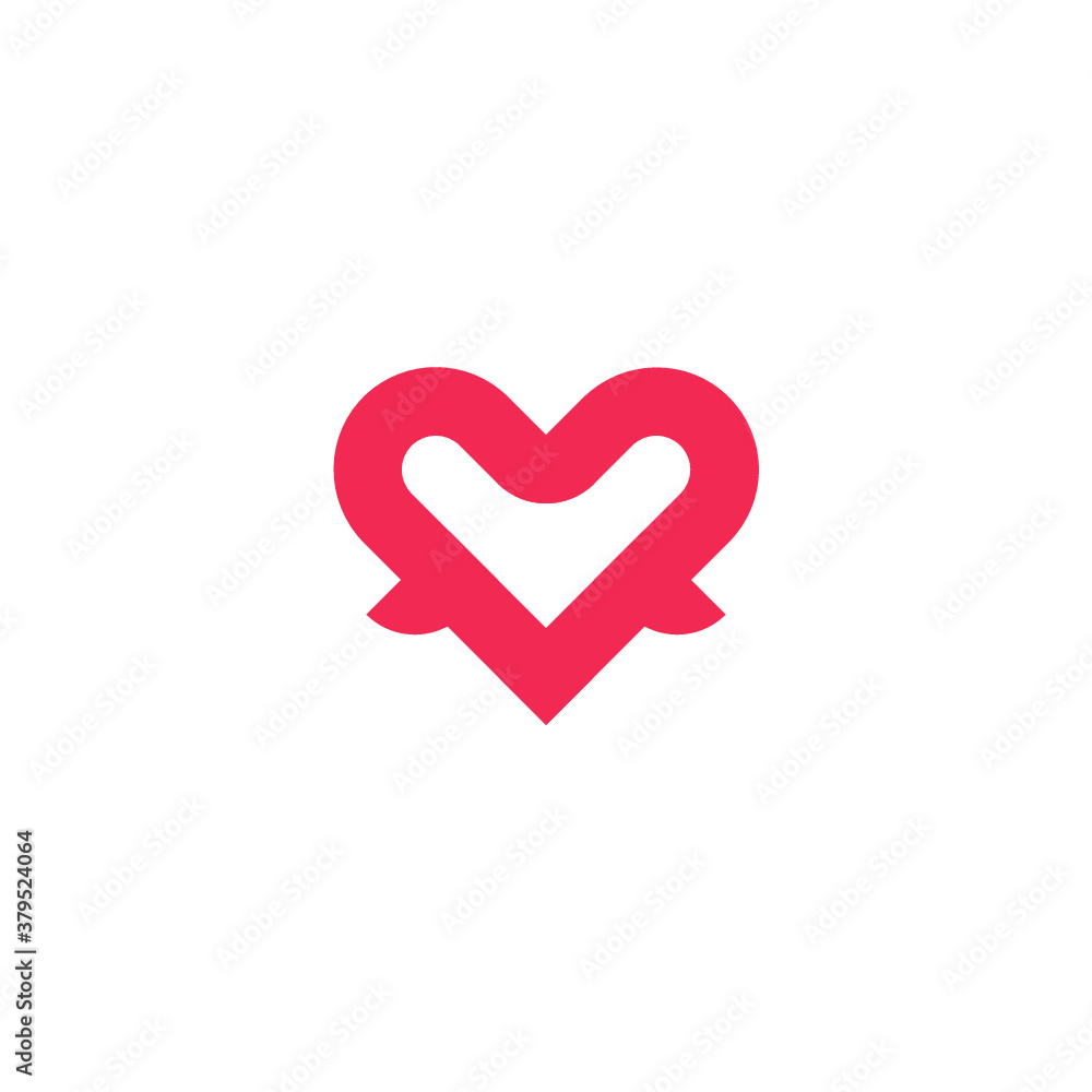 love icon with little wing logo vector