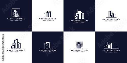 set of Collection of building architecture sets, real estate logo design icon