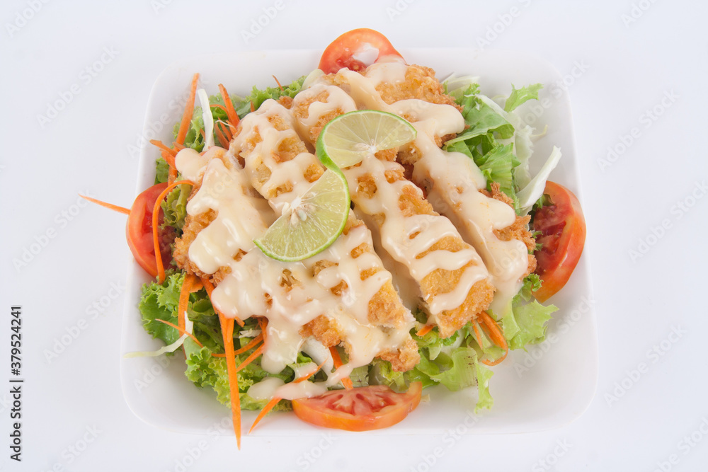 Fried Chicken Salad and Salad Dressing. Fried Chicken Salad and Salad Dressing.