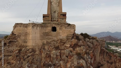huge Christ statue top of a hill in Monteagudo, near Murcia city (Spain) photo