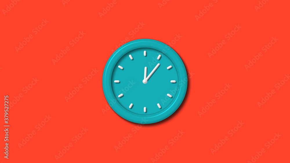 New cyan color 3d wall clock isolated on red background,clock isolated New cyan color 3d wall clock isolated on red background,clock isolated
