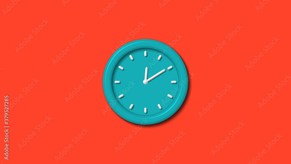 New cyan color 3d wall clock isolated on red background,clock isolated New cyan color 3d wall clock isolated on red background,clock isolated