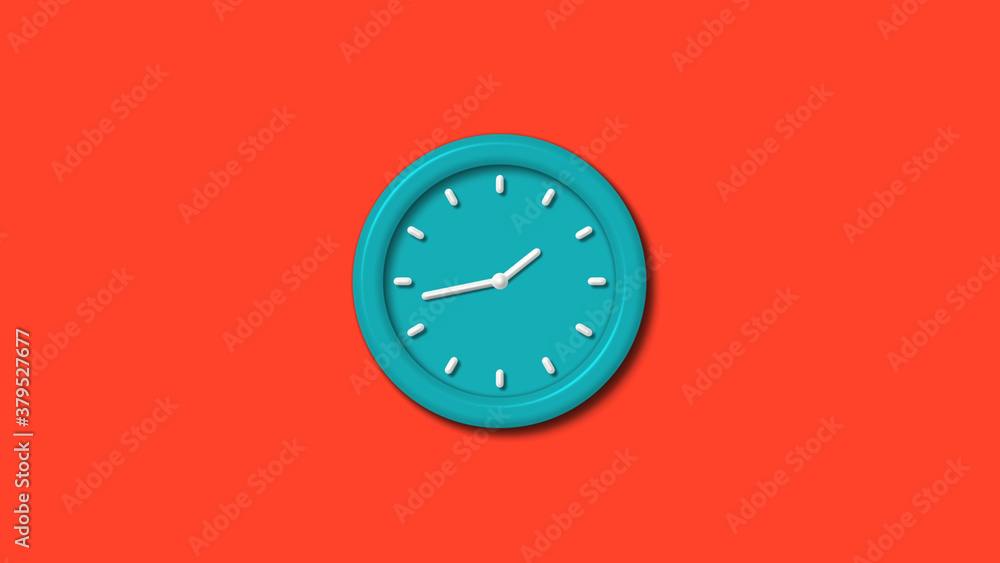 New cyan color 3d wall clock isolated on red background,clock isolated New cyan color 3d wall clock isolated on red background,clock isolated
