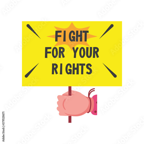 feminism hand holding fight for your rights bannerdetailed style icon vector design