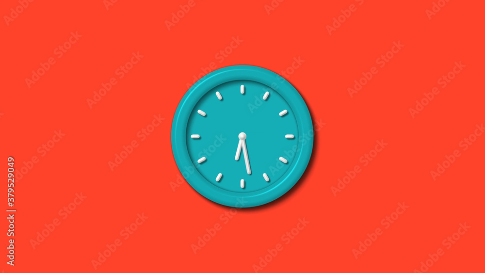 New cyan color 3d wall clock isolated on red background,counnting down clock isolated New cyan color 3d wall clock isolated on red background,counnting down clock isolated